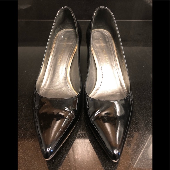 Stuart Weitzman Patent Leather Block Heel Pumps - Picture 1 of 6